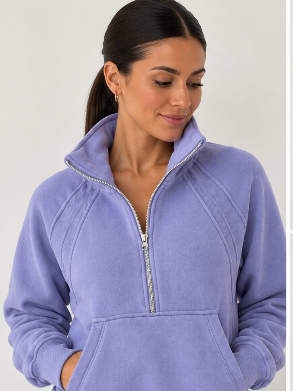 Danskin Purple Half Zip Fleece Pull Over Sweater Purple Lilac Lounge Wear Small